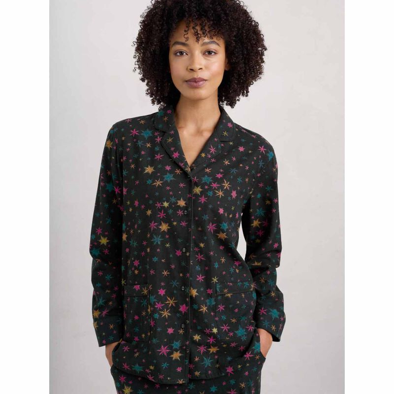 Seasalt Cornwall Simple Stars Pyjamas Snow Stars Onyx image number 3