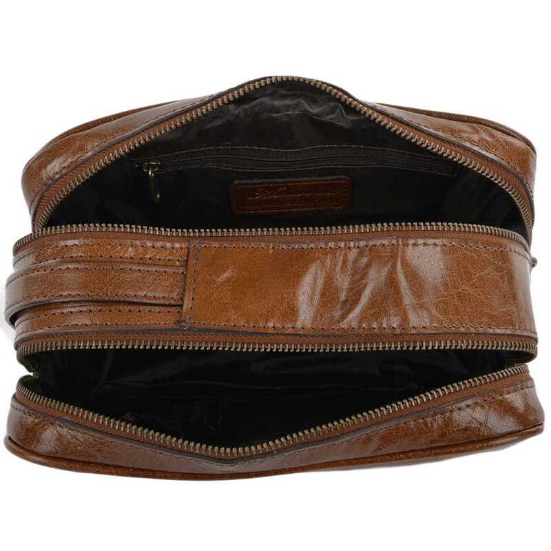 Ashwood Dual Zip Leather Washbag image number 2