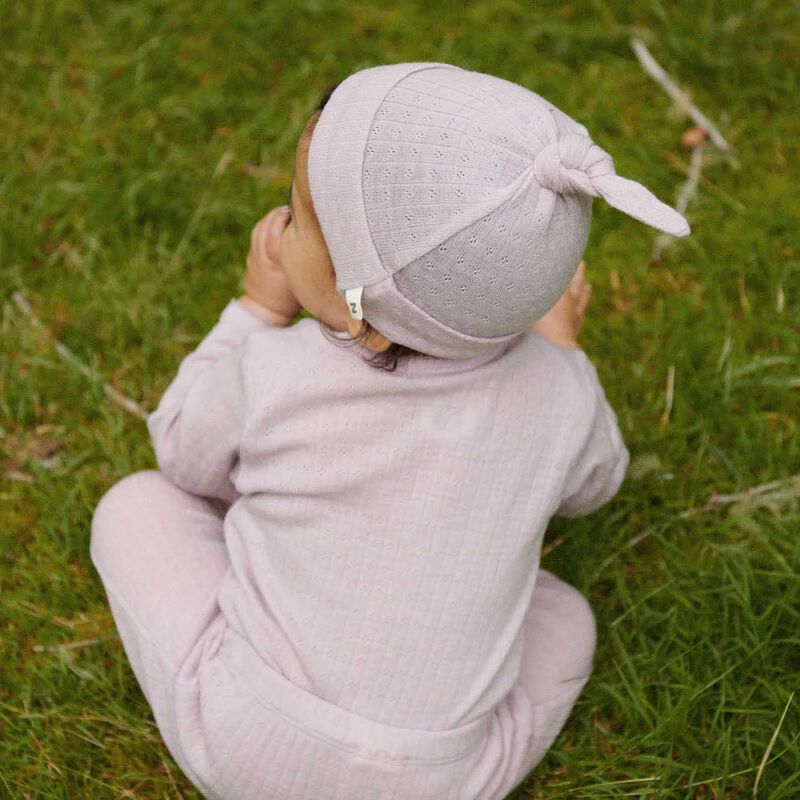 Nature Baby Merino Wool Knotted Beanie Pointelle image number 1