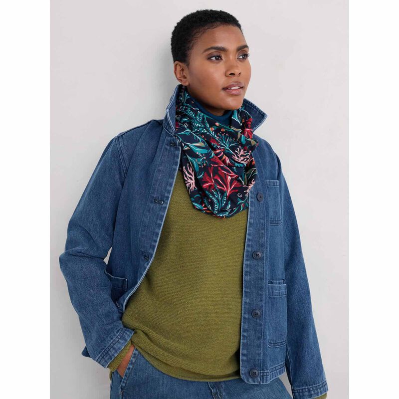 Seasalt Cornwall May Garland Circle Scarf Seaweed Bloom Maritime image number 1