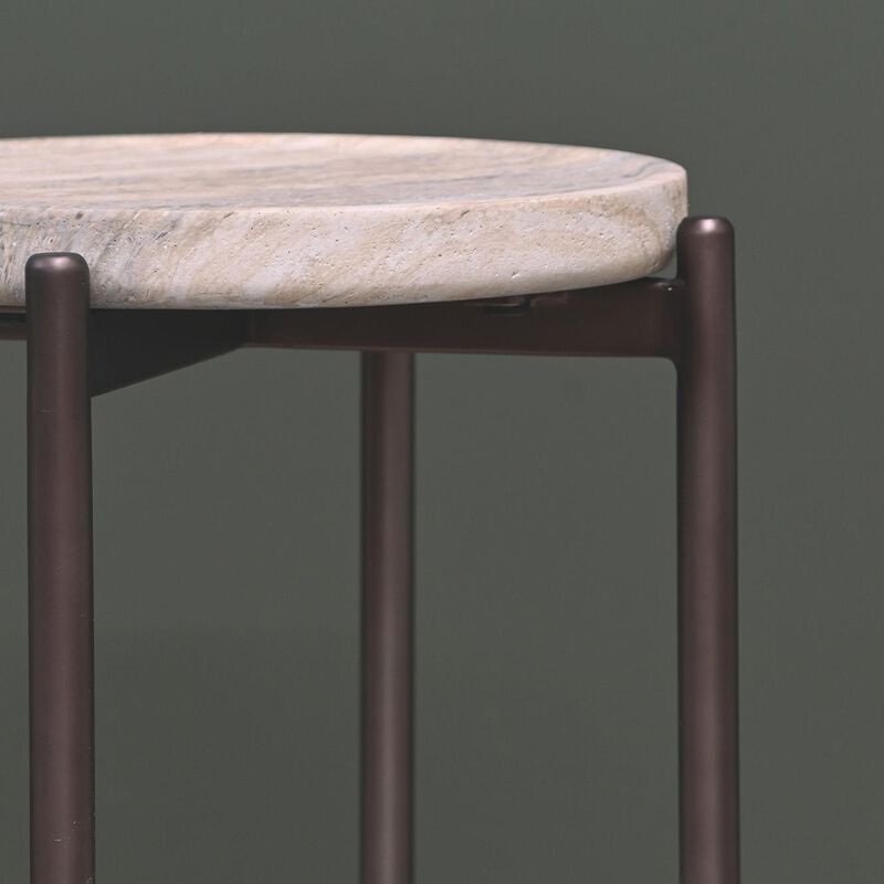 Vista Athen Tall Side Table - Travertine Finish image number 2
