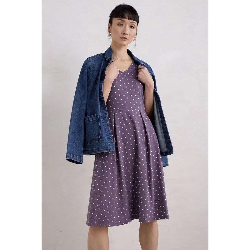 Seasalt Cornwall Pier View Dress Little Sponge Spot Fig image number 3