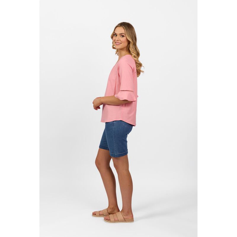 Vassalli Round Neck Top With Elbow Length Frill Sleeve image number 6