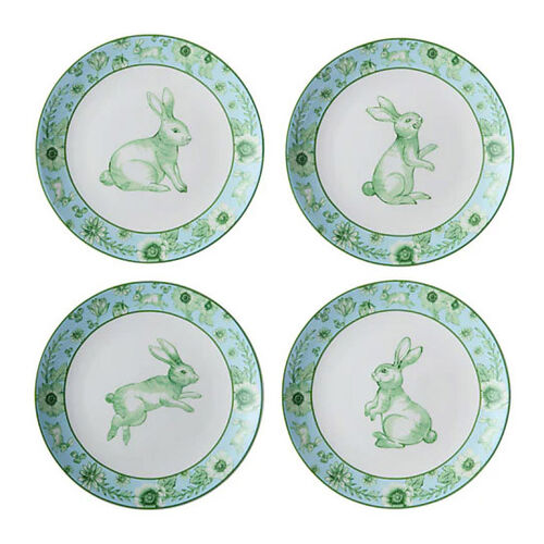 Maxwell & Williams Clover & Cottontail Set Of 4 Plates 20cm Assorted