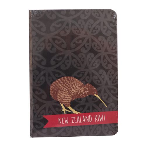 Kereru Design New Zealand Kiwi Maori Art Black A6 Notebook