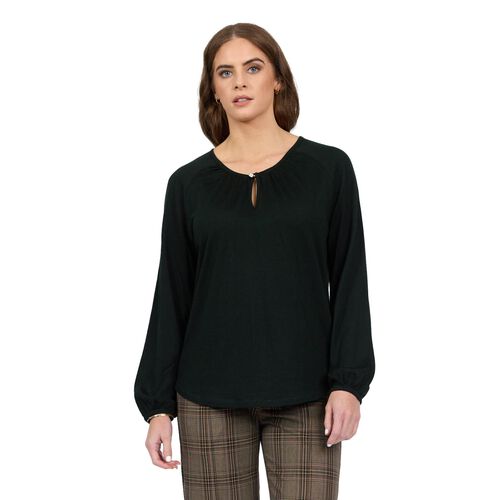 Vassalli 100% Merino Round Neck Top With Front Keyhole
