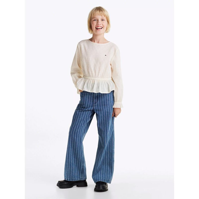 Tommy Hilfiger Mabel Stripe Wide Leg Jeans 4-7Y image number 3
