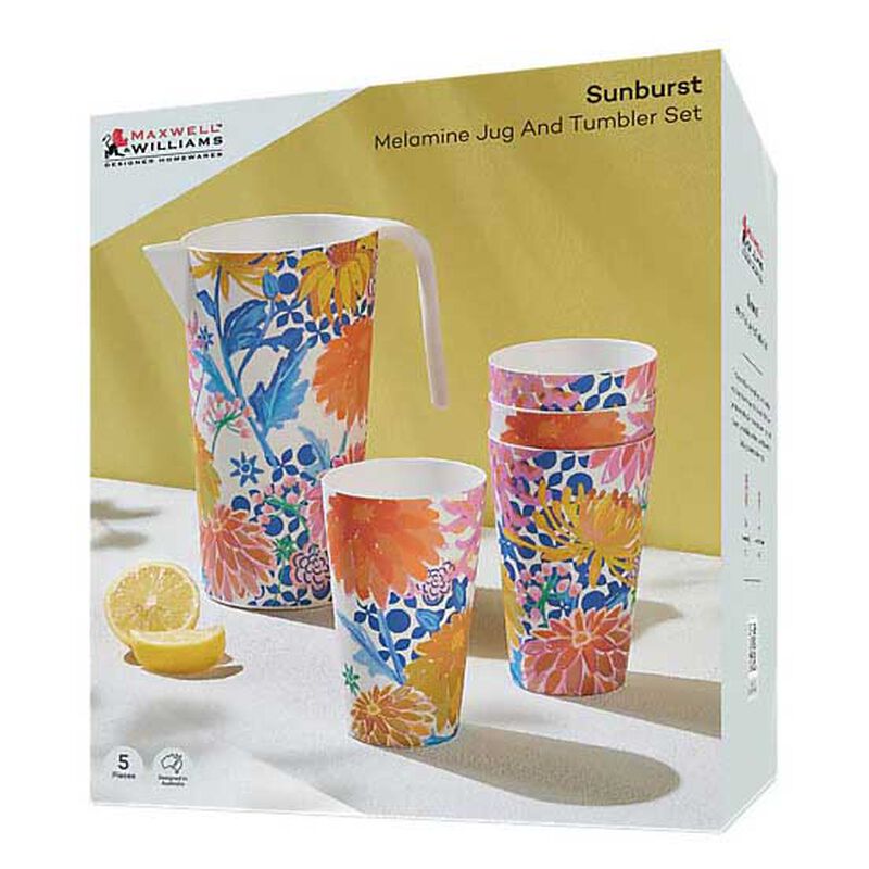 Maxwell & Williams Sunburst Melamine Jug & Tumbler 5 Piece Set Gift Box image number 1