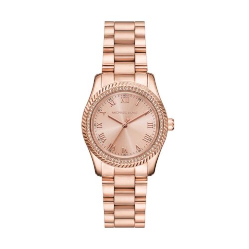 Michael Kors Lexington Three-Hand Rose Gold-Tone Stainless Steel Watch