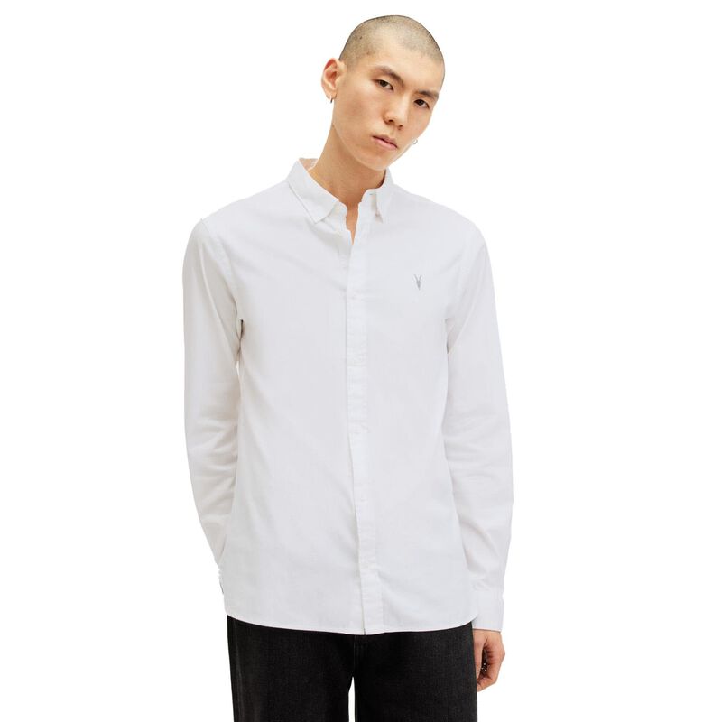 AllSaints Hawthorne Ramskull Stretch Fit Shirt image number 12