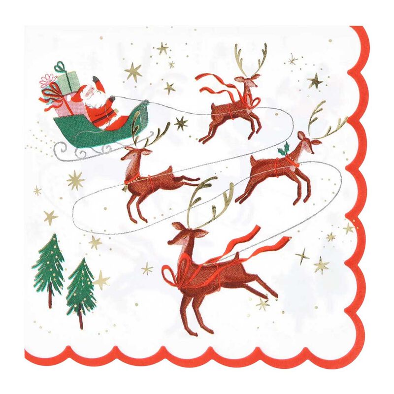 Meri Meri Santa, Sleigh & Reindeer Large Napkins x 16 image number 0