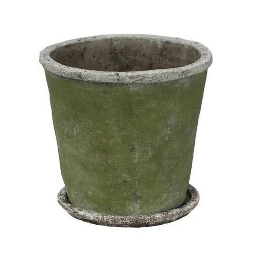 French Country Evergreen Plant Pot & Saucer Medium