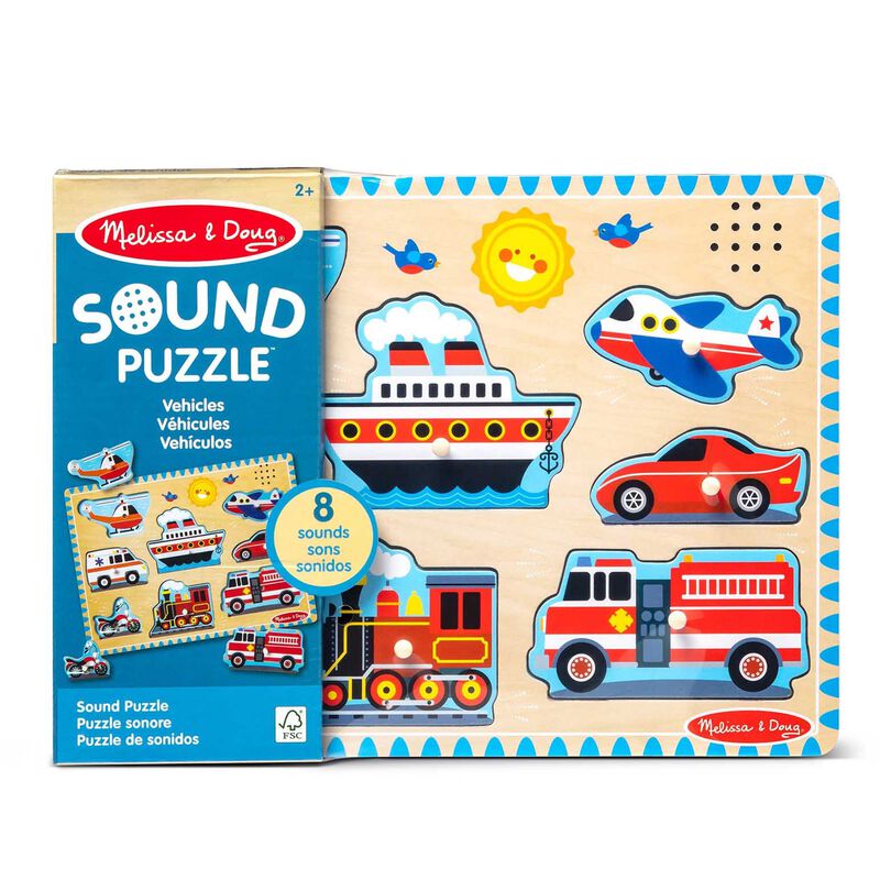 Melissa & Doug Vehicles Sound 8-Piece Puzzle image number 0