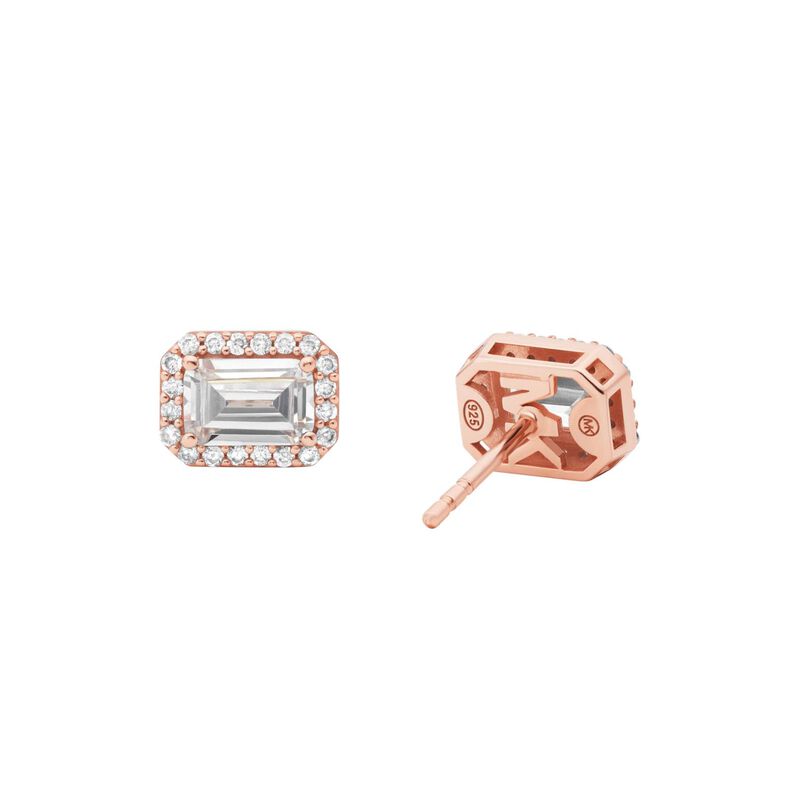 Michael Kors 14K Rose Gold-Plated Sterling Silver Emerald Halo Earrings image number 1