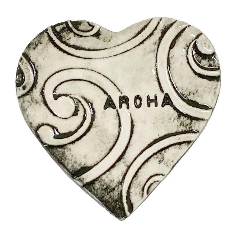 Borrowed Earth Kowhaiwhai Heart Large - Aroha Black image number 0
