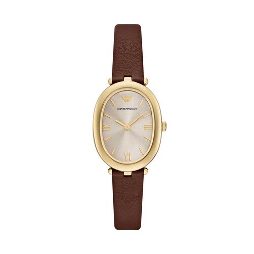 Emporio Armani Two-Hand Brown Leather Watch AR11708