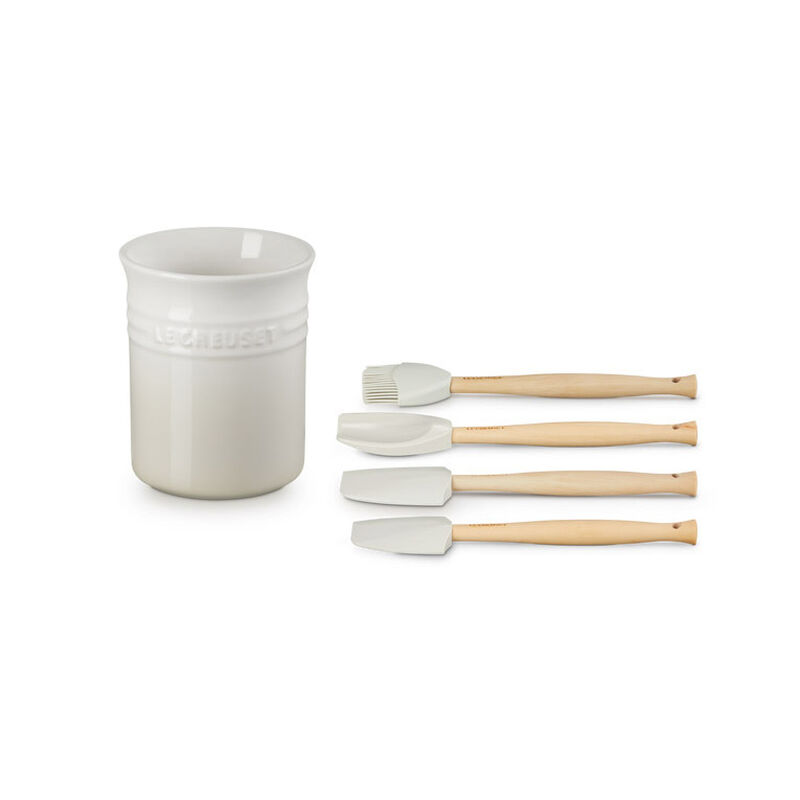 Le Creuset Craft Spatula Set Of 4 With Crock - Meringue image number 1