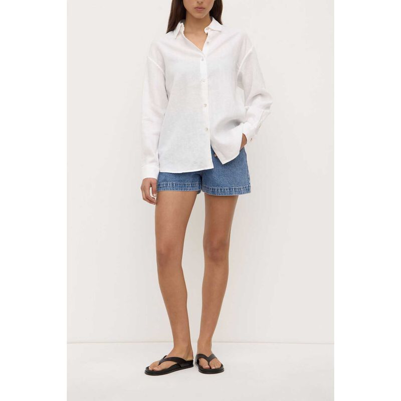 Assembly Label Everyday Womens Linen Long Sleeve Shirt White image number 3