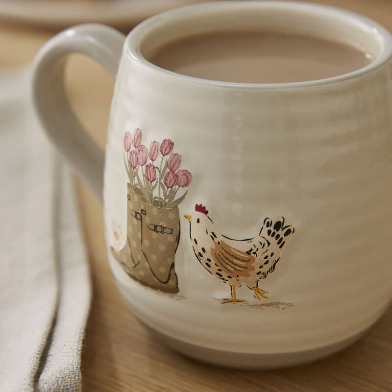 Cooksmart Hen House Lane Belly Mug - Wellies & Hens image number 2