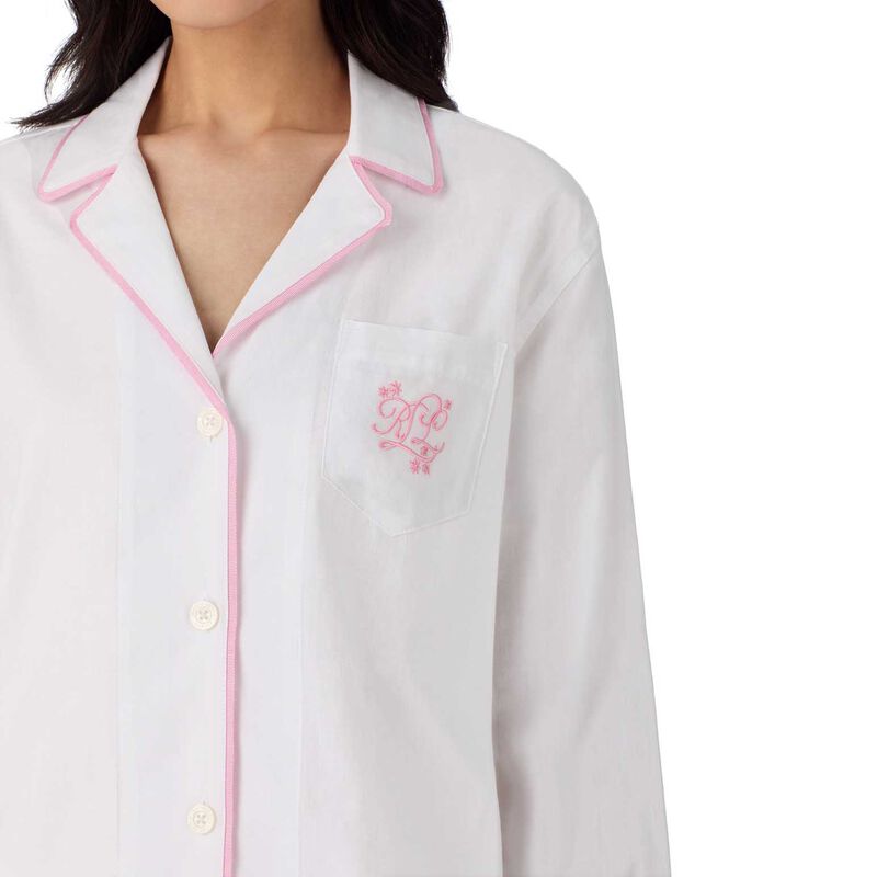 Lauren Ralph Lauren Cotton Herringbone L/S Notch Collar Pajama Set image number 2