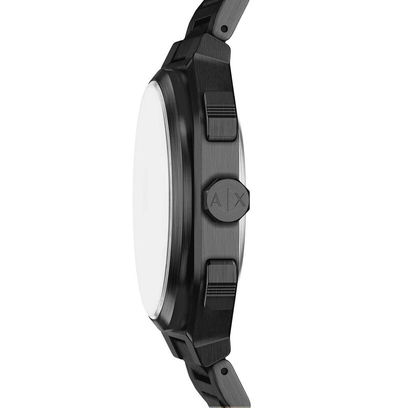 Armani Exchange Bass Dual-Time Black Stainless Steel Watch image number 2