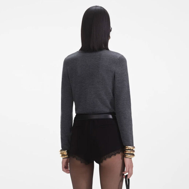 Self Portrait Charcoal Black Rose Jumper image number 1