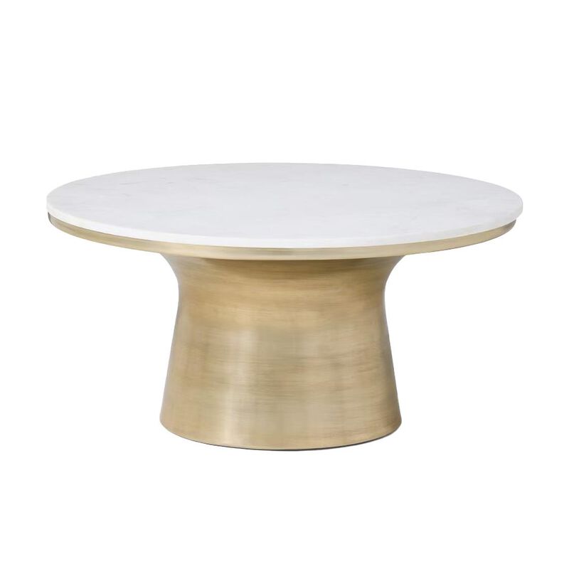 West Elm Marble Topped Pedestal Coffee Table image number 0