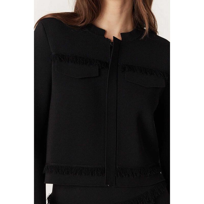 Cable Crepe Fringe Jacket image number 2