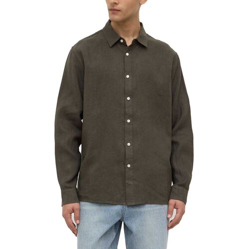 Assembly Label Everyday Mens Linen Long Sleeve Shirt Sorrel