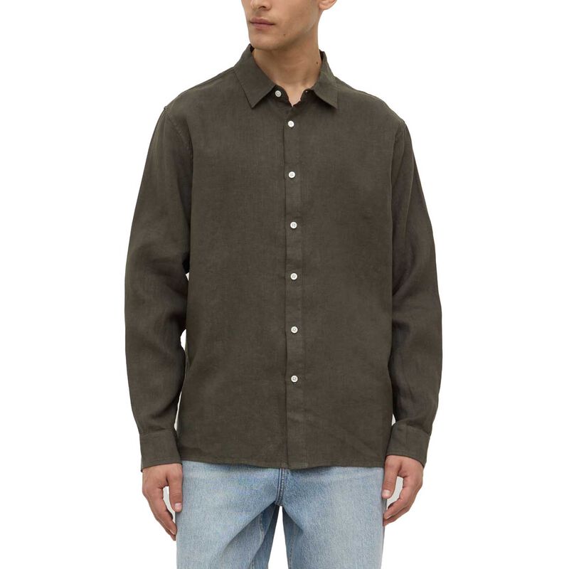 Assembly Label Everyday Mens Linen Long Sleeve Shirt Sorrel image number 0