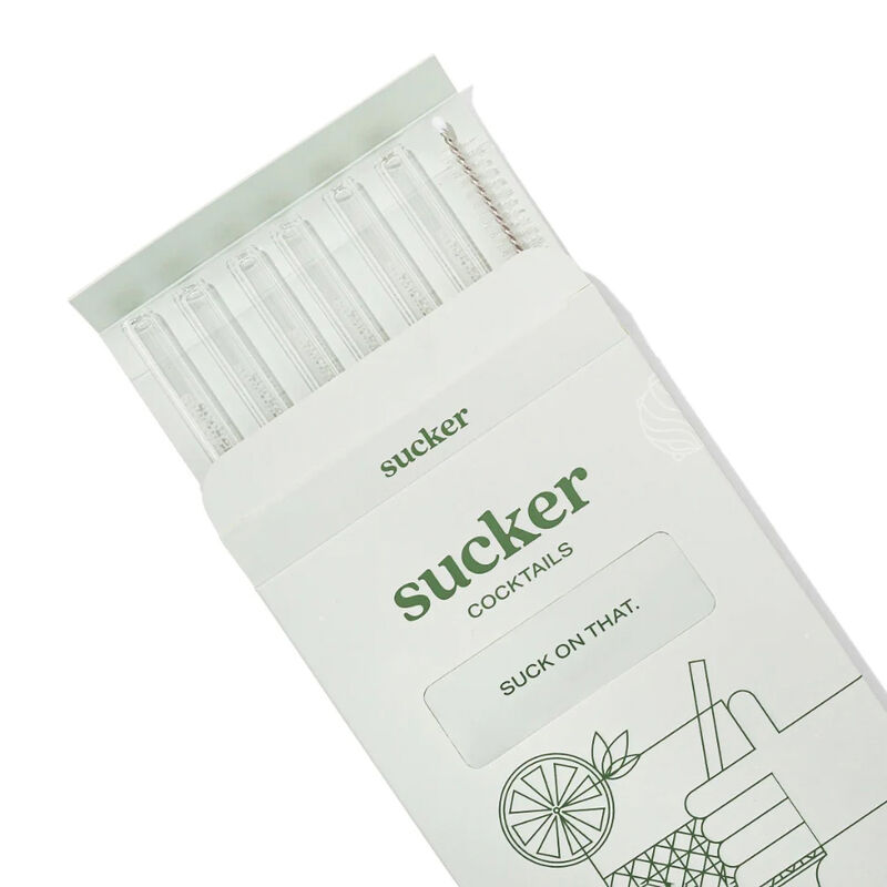 Sucker Cocktail Glass Drinking Straws 6 Pack - Transparent image number 1