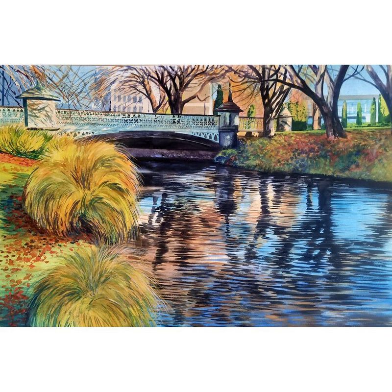 Kelvin McMillan Unframed Print Reflections, Victoria St Bridge 300x200mm image number 0