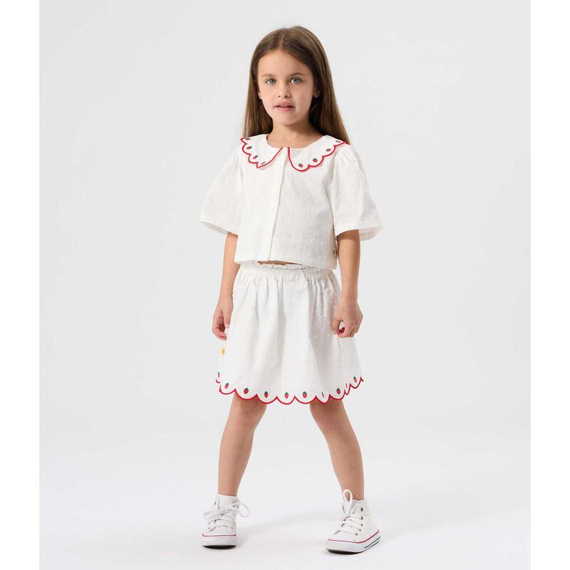 Goldie + Ace Scallop Collar Strawberry Cropped Blouse 3-5Y image number 1