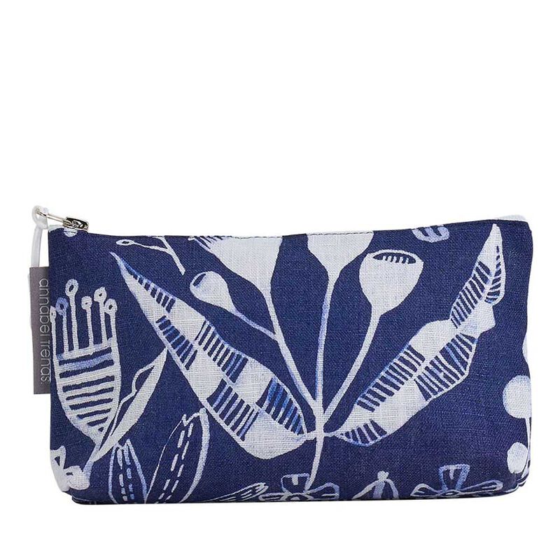 Annabel Trends Linen Cosmetic Bag Small - Navy Natives image number 0