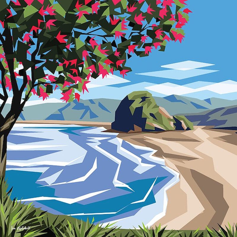 Ira Mitchell West Coast Pohutukawa Matted Print image number 0