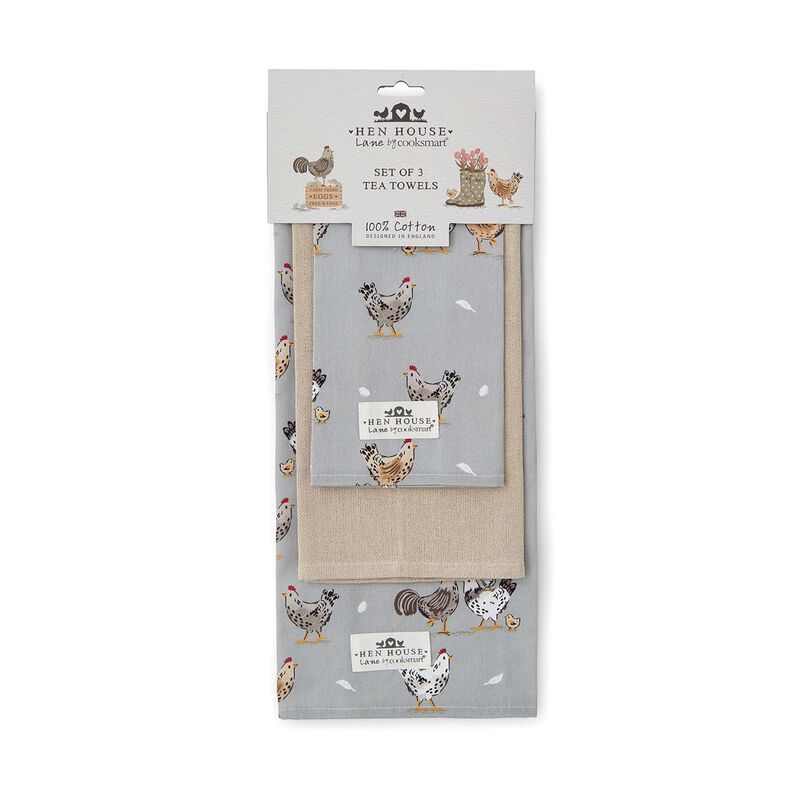 Cooksmart Hen House Lane 3 Pack Tea Towels image number 2