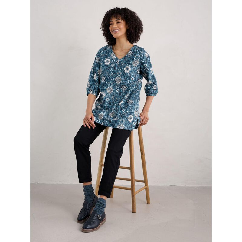 Seasalt Cornwall Loganberry Tunic Rustic Floral Starling image number 3
