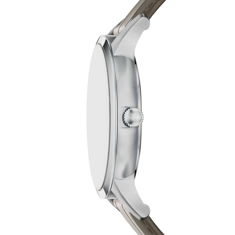 Emporio Armani Archetipo Three-Hand Date Gray Leather Watch image number 2
