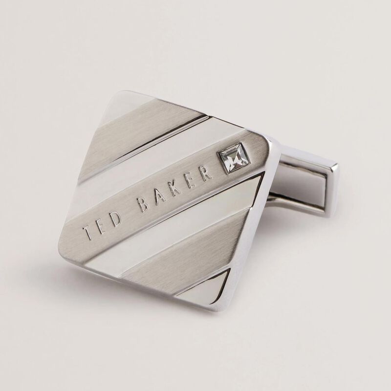 Ted Baker Dillon Striped Branded Cufflinks image number 1