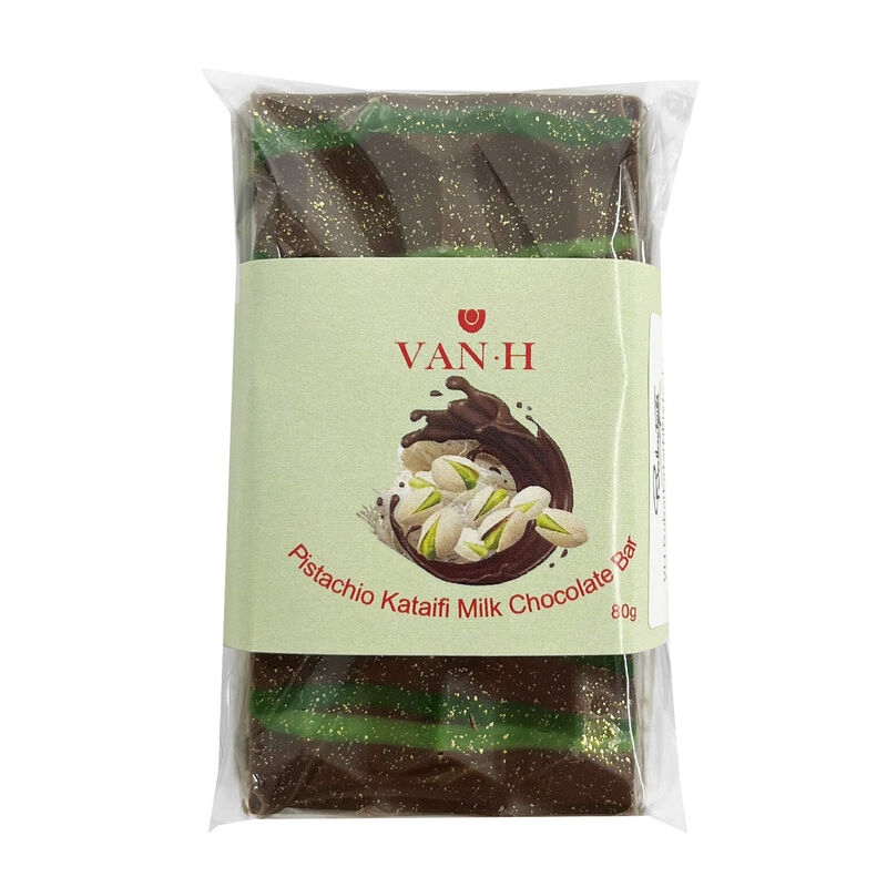 Van Heiningen Dubai Kataifi Pistachio Milk Chocolate Bar 80g image number 0