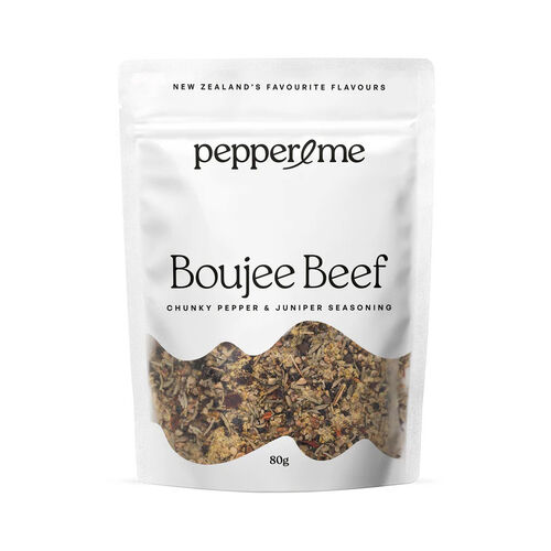 Pepper & Me Boujee Beef Chunky Pepper & Juniper Seasoning Bag 80g