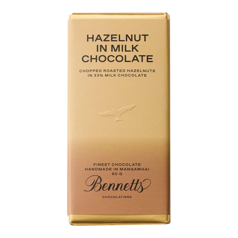 Bennetts of Mangawhai Hazelnut Milk Chocolate Bar 60g image number 0