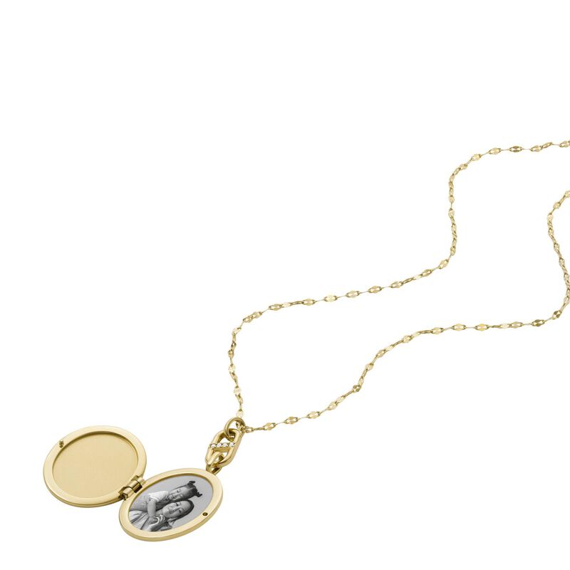 Fossil Heritage Locket Collection Gold-Tone Stainless Steel Chain Necklace image number 2