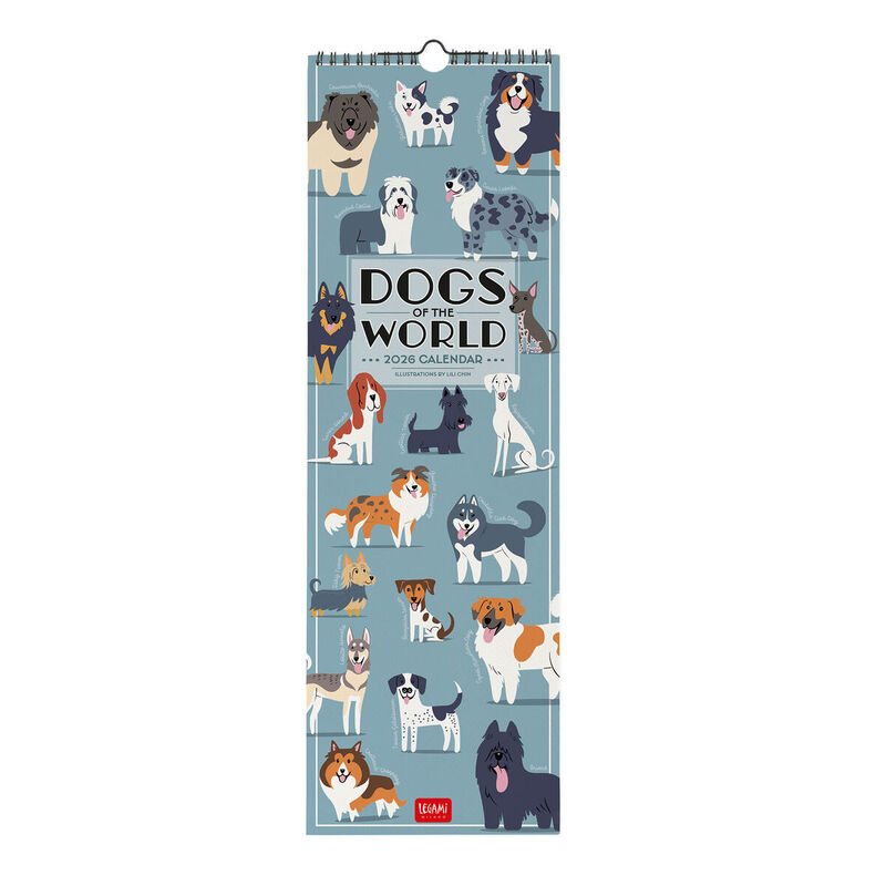 Legami Dogs Of The World 2026 Wall Calendar 16x49cm image number 0