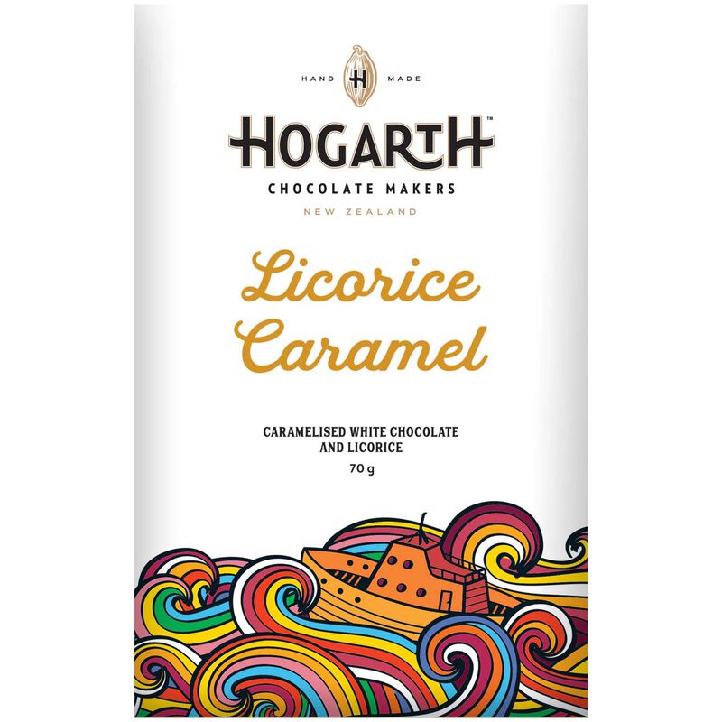 Hogarth Chocolate Licorice Caramel White Chocolate Bar 70g image number 0