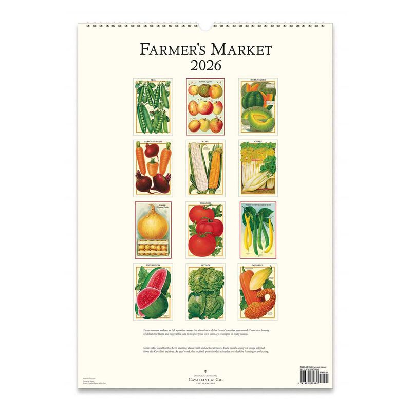 Cavallini Farmers Market 2026 Wall Calendar image number 2