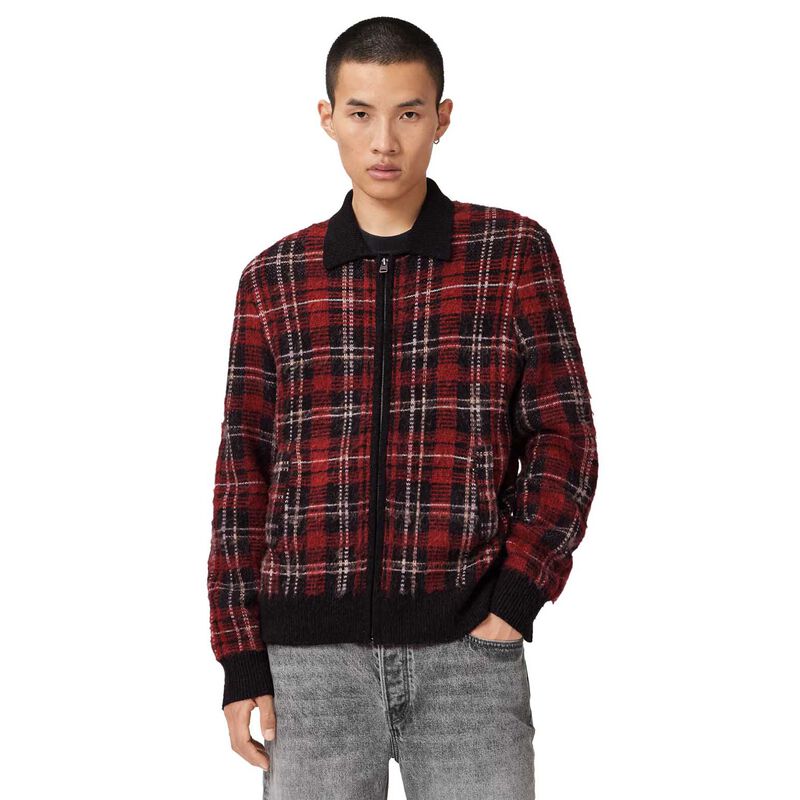 AllSaints Nettle Jacquard Plaid Cardigan image number 0