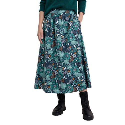 Seasalt Cornwall Tawny Owl Skirt Winter Camellia Dark Jade