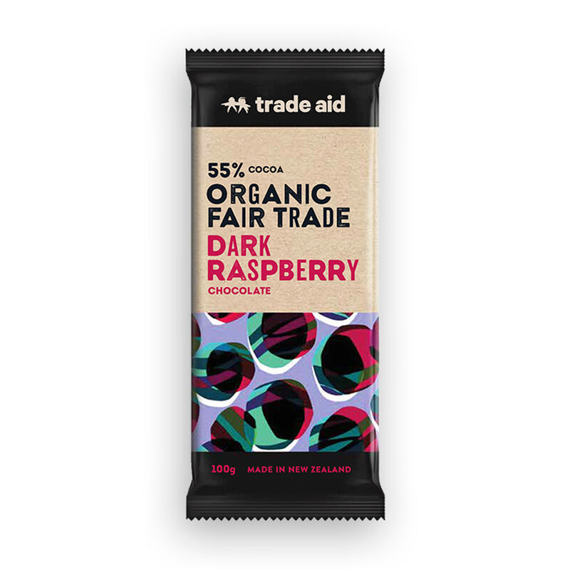 Trade Aid Organic 55% Dark Raspberry Chocolate 100g image number 0