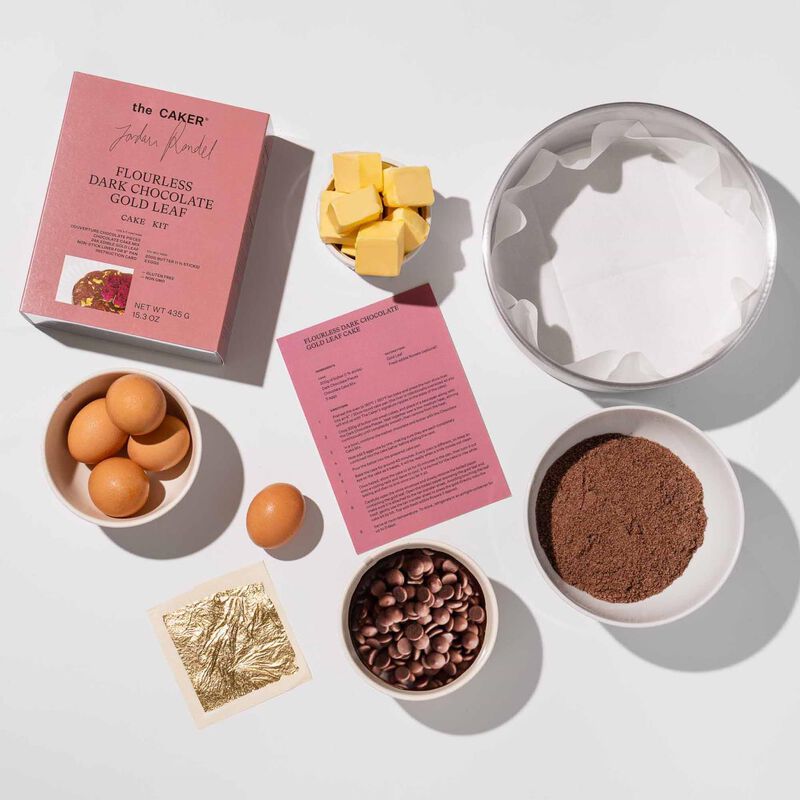 The Caker Flourless Dark Chocolate Gold Leaf Cake Kit image number 3